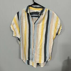 Time and Tru Button Down Striped Cap Sleeve Top Size Small / 4 - 6